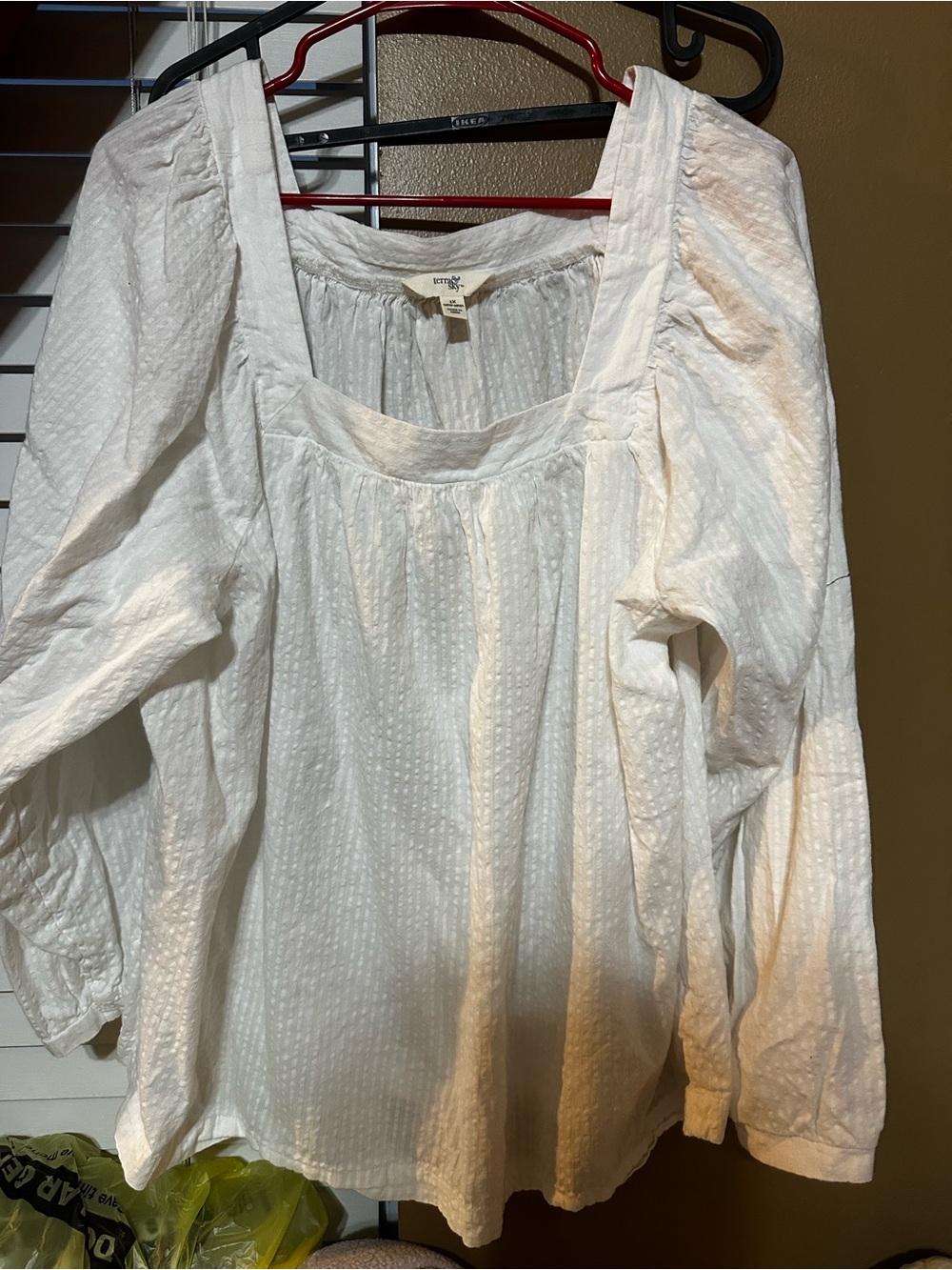 Terra & Sky White Textured Peasant Blouse
